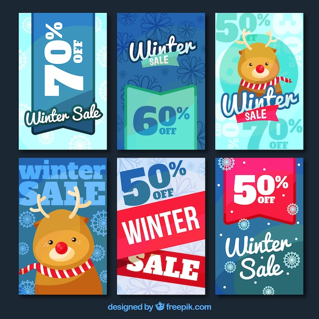 Sales winter banners set