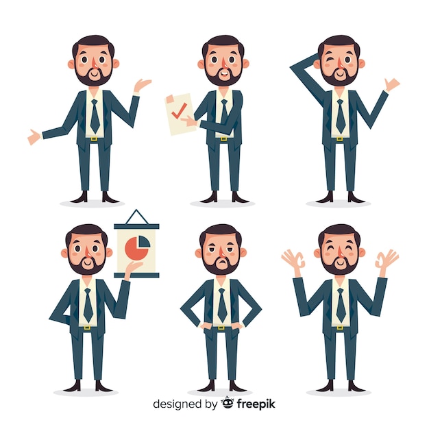 Free vector salesman character collection in different positions