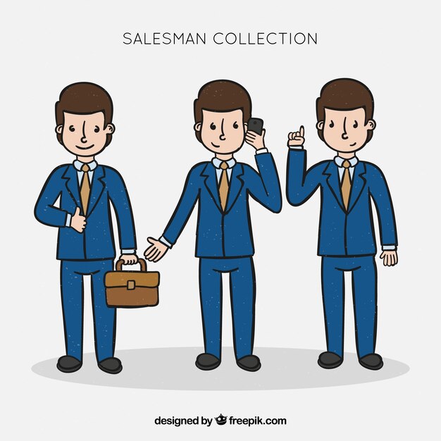 Salesman collection in different positions 