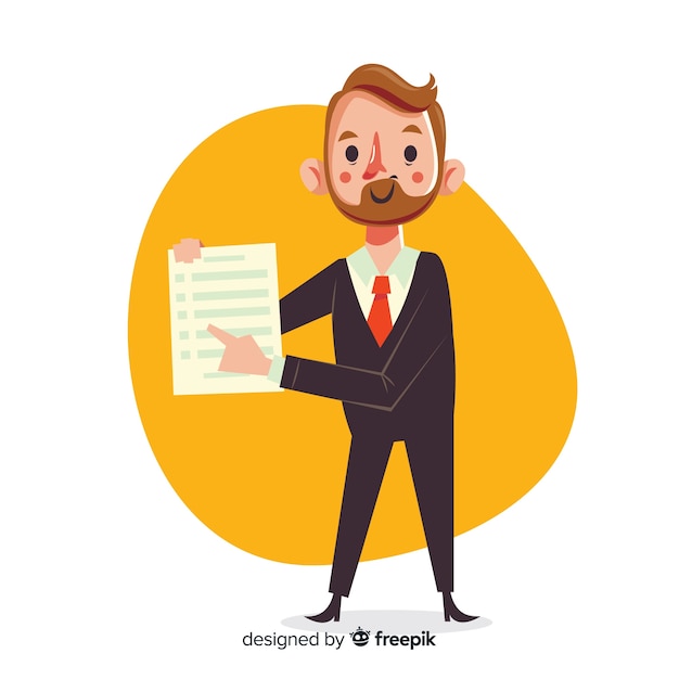 Free vector salesman with contract in flat design