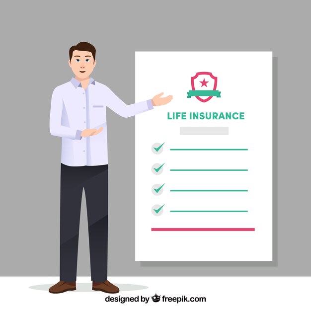 Salesman with life insurance contract