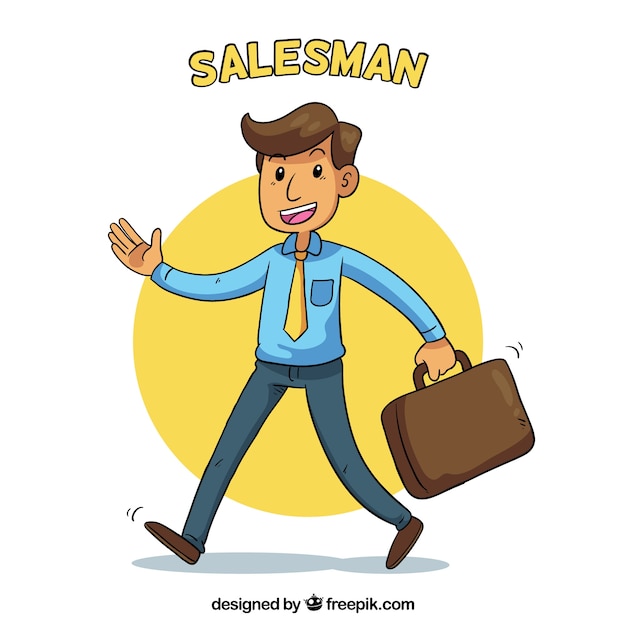 Free vector salesman with suitcase