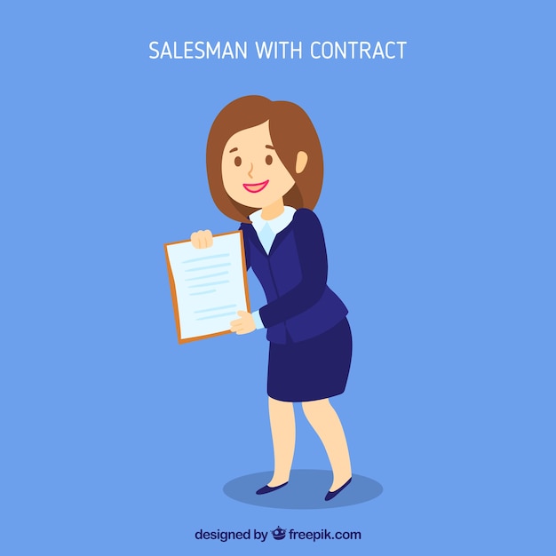 Free vector saleswoman with contract