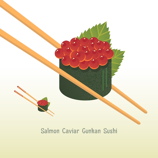 Free vector salmon caviar sushi background