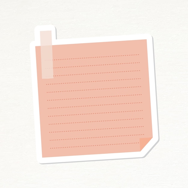 Salmon pink dotted notepaper journal sticker vector