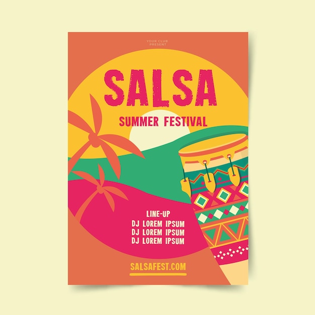 Free vector salsa summer festival poster template