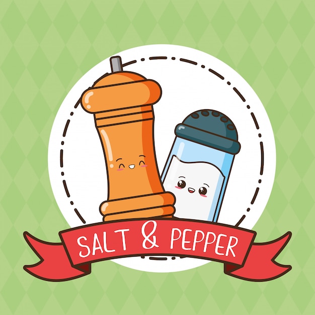 Salt and pepper kawaii, illustration 