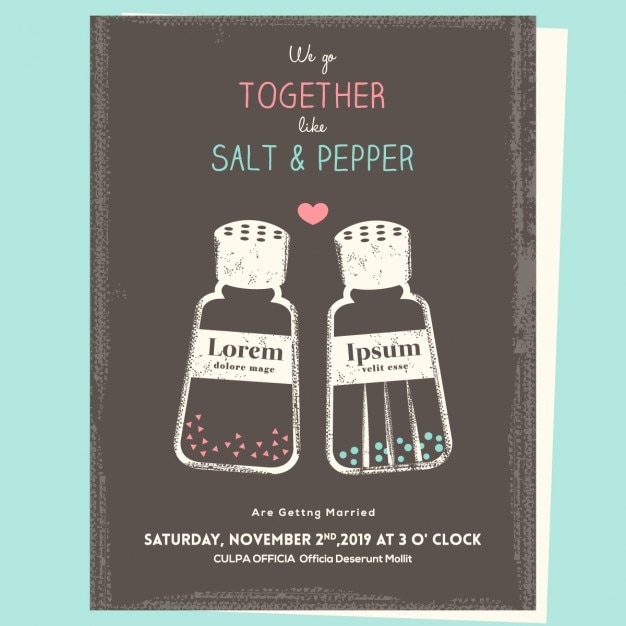 Free vector salt and pepper, wedding invitation