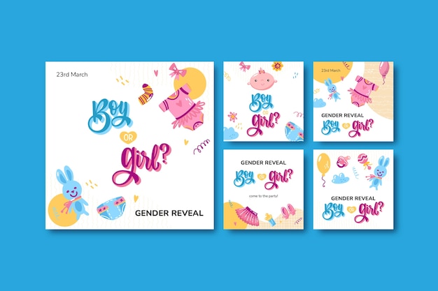 Samling af Instagram-opslag til en gender reveal-fest