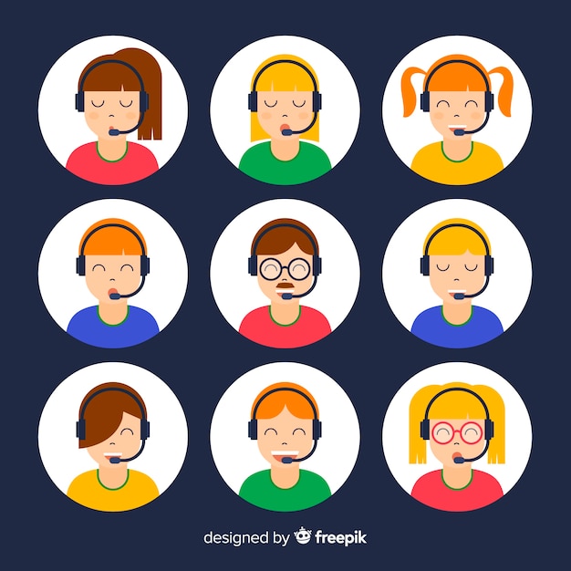 Vettore gratuito esempio di avatar di call center