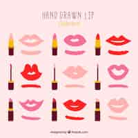 Free vector sample of lipstick set with lips