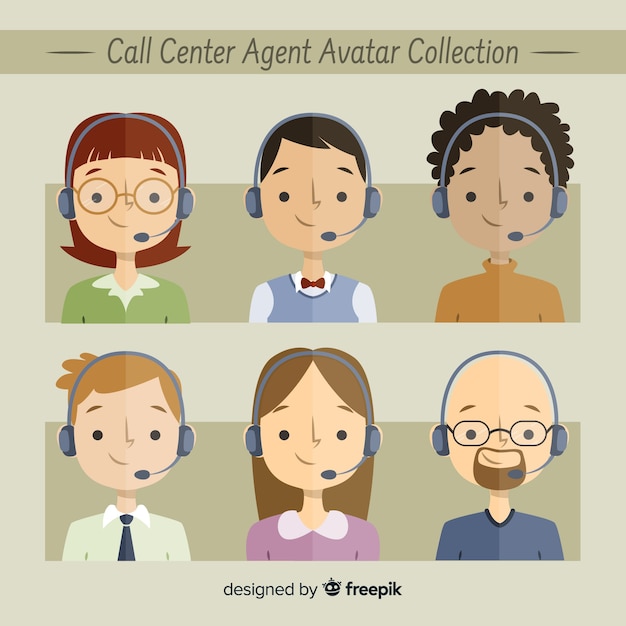 Бесплатное векторное изображение Образец аватаров call-центра