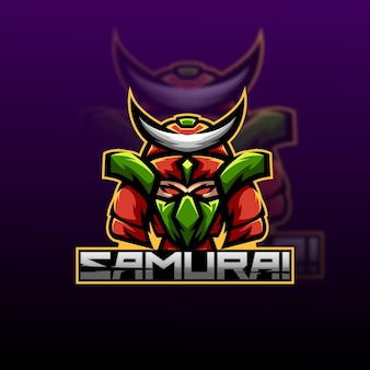 Шаблон логотипа талисмана самурая киберспорта
