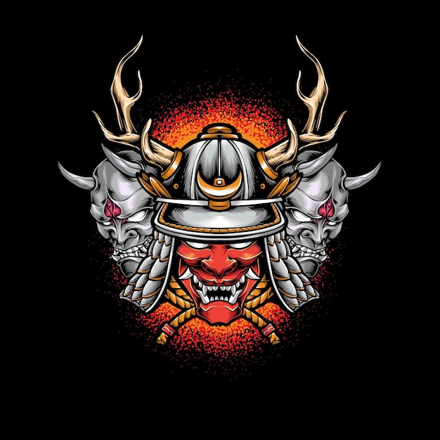 Samurai helmet with oni mask