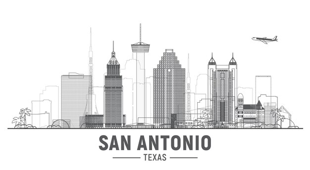 San Antonio Texas United States line skyline vector Stroke trendy illustration