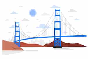 Free vector san francisco bridge concept illustration