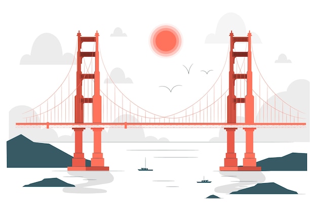 Vettore gratuito illustrazione di concetto del ponte di san francisco