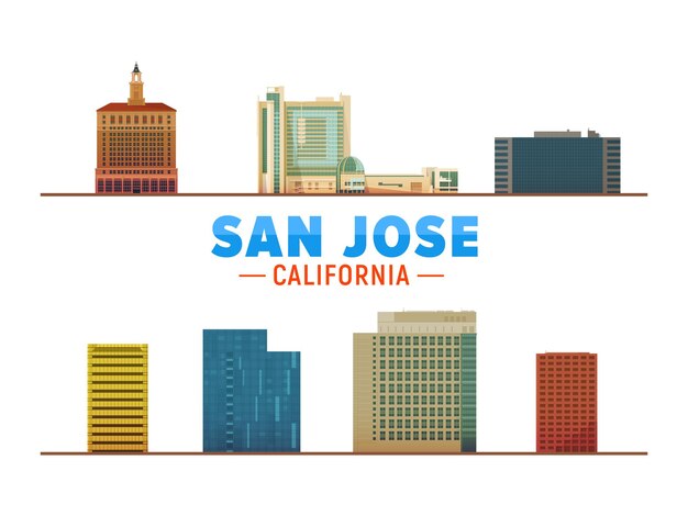 San Jose California city landmarks isolated object Main building Business travel and tourism concept with modern buildings Image for presentation banner web site