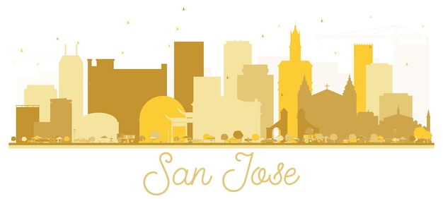 San jose california usa city skyline golden silhouette. vector illustration. simple flat concept for tourism presentation, banner, placard or web site. san jose cityscape with landmarks.