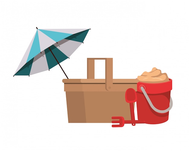 Free vector sand bucket with tools to play