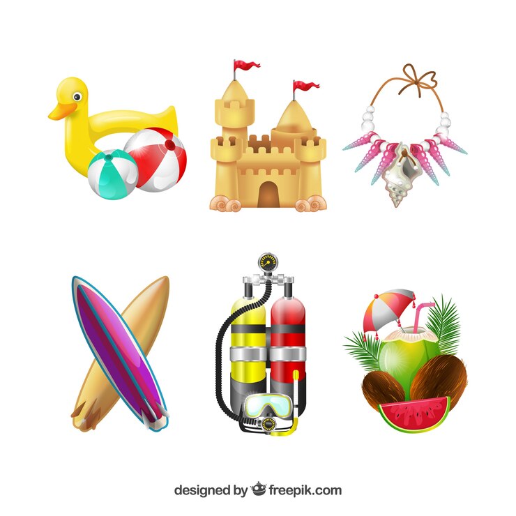 Free Vector sand castle with summer elements