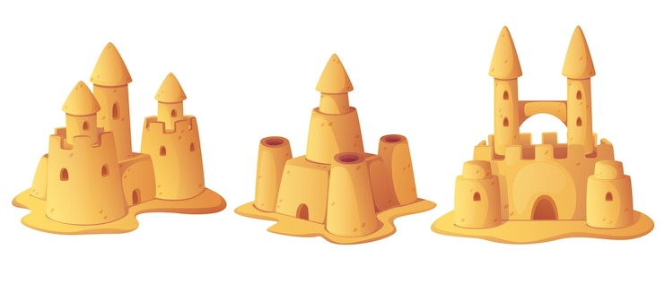 Free Vector sand castles set isolated on white background