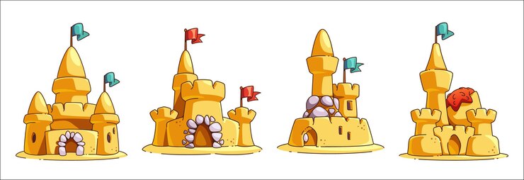 Free Vector sand castles set isolated on white background
