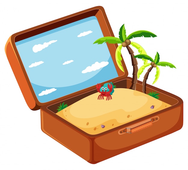 Sabbia nel concetto di valigia