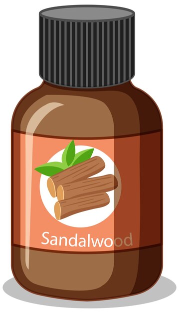 Sandalwood essential oil bottle isolated