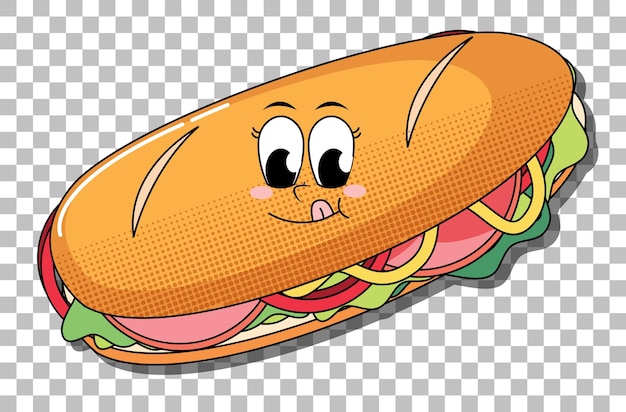 Free vector sandwich cartoon character isolated