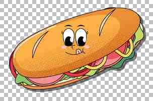 Free vector sandwich cartoon character isolated