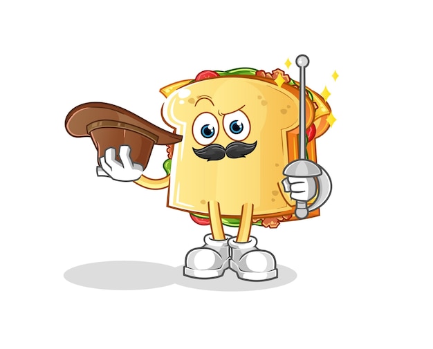 Sandwich fencer character. cartoon mascot vector