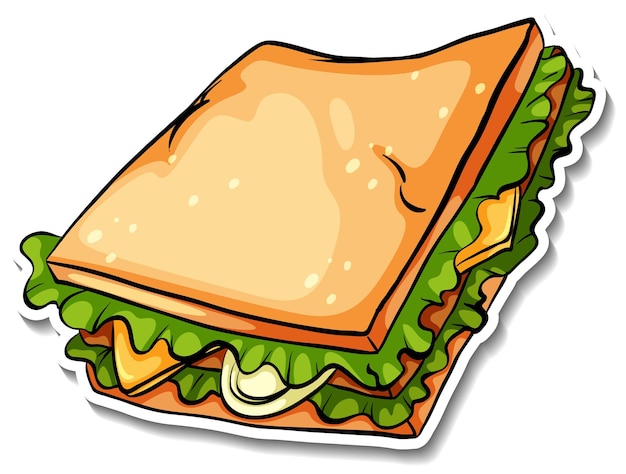 Free vector sandwich with cheese and vegetable in cartoon style