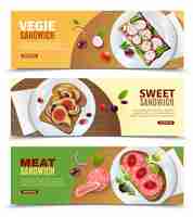 Free vector sandwiches advertising horizontal banners