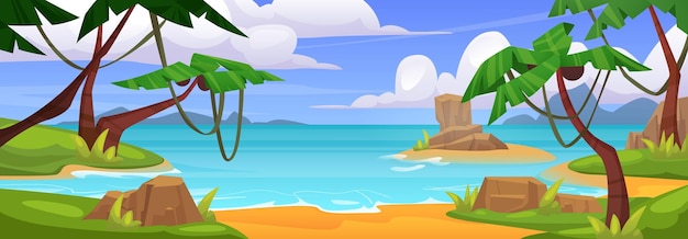 Sandy beach on summer island in sea