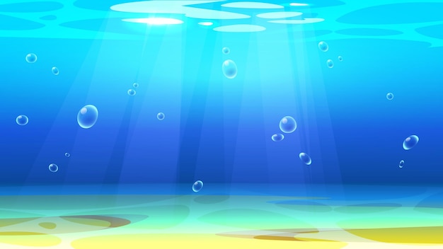 Free vector sandy seabed under water layer with bubbles