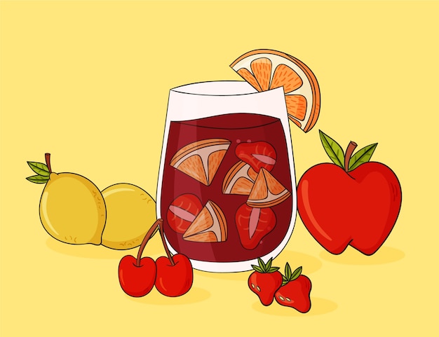 Illustrazione di sangria in stile disegnato a mano