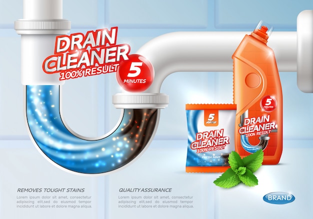 Free vector sanitary drain cleaner poster