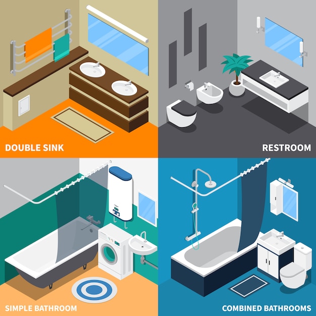 Free vector sanitary engineering isometric design concept