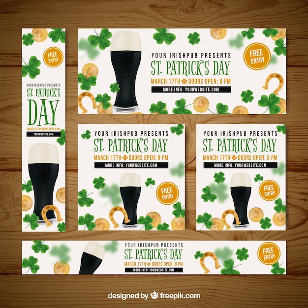 Free vector sant patrick's day banners web collection