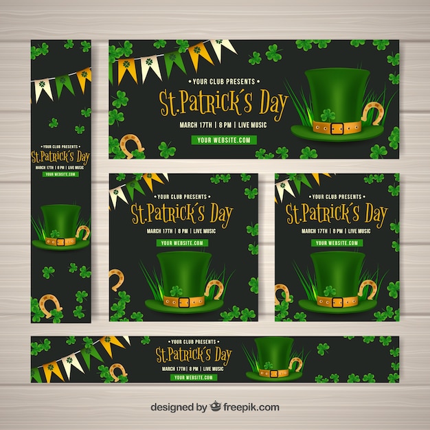 Free vector sant patrick's day banners web collection