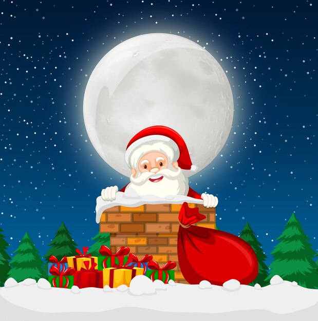 Santa in a chimney scene