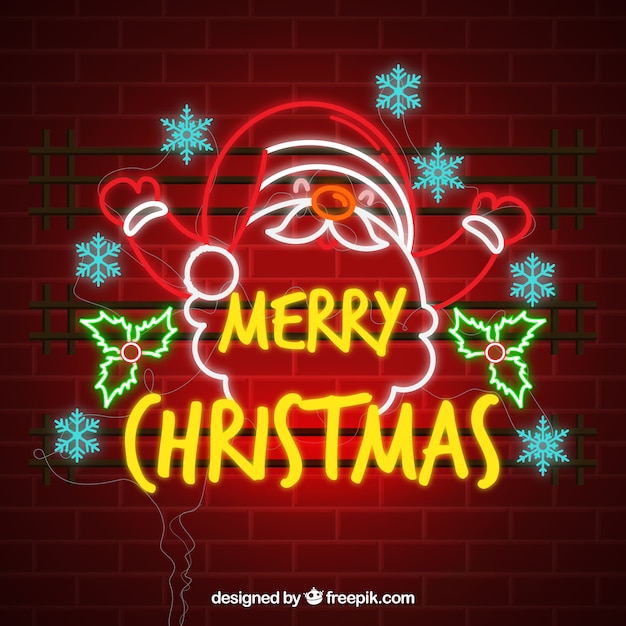 Santa claus background of neon lights