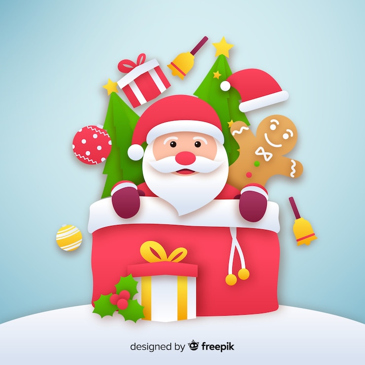 मुफ़्त वेक्टर santa claus celebration background paper style