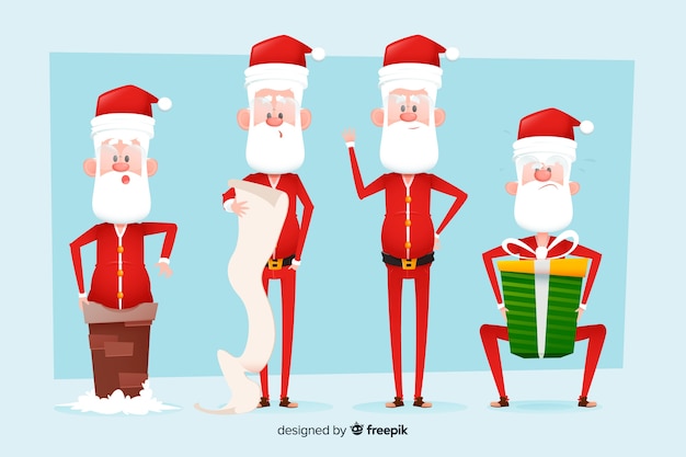 Santa claus character collection flat design style