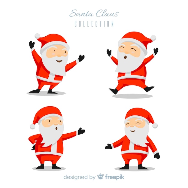 Free vector santa claus character collection in flat design