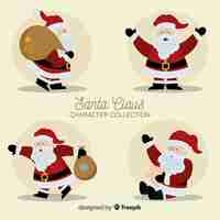 Free vector santa claus character collection in flat design