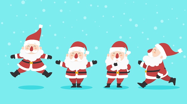 Santa claus character collection in flat design