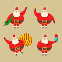 Free vector santa claus character collection in flat design