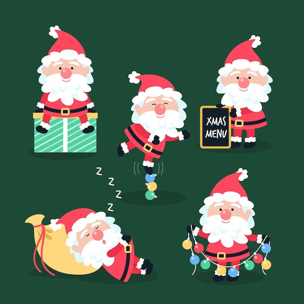 Santa claus character collection in flat design